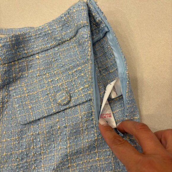 $425 JASON WU Baby Blue Tweed Plaid Matching Set High Rise Pants/Top Size 6 NWT - Picture 4 of 10